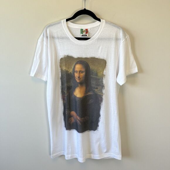 Mona Lisa Graphic T-Shirt Crew Neck Short Sleeve White Women's Size L/XL - Picture 3 of 7